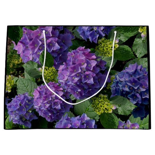 Lila Hydrangeas Große Geschenktüte (Vorderseite)