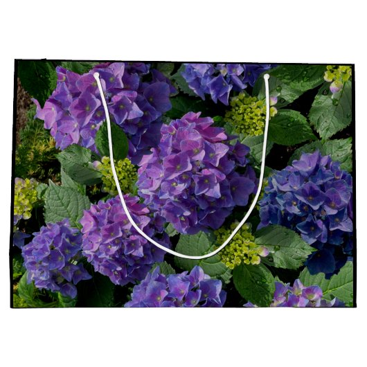 Lila Hydrangeas Große Geschenktüte (Rückseite)