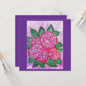 Lila Hydrangeas Karte (Vorderseite/Rückseite Beispiel)