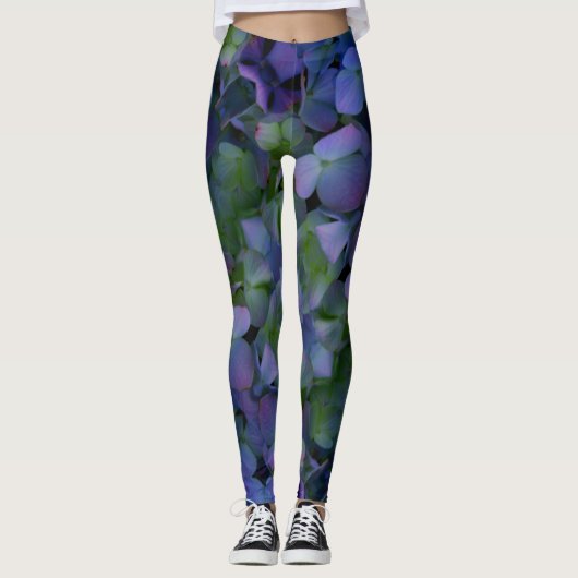 lila Hydrangeas Leggings (Vorderseite)