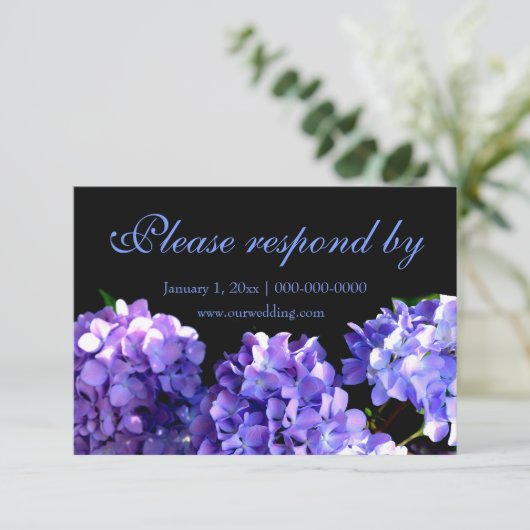 Lila Hydrangeas magenta violette Blumen uAwg Save The Date (Stehend Vorderseite)