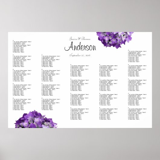 Lila Hydrangeas-Seekartenplakette Poster (Vorne)