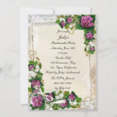 Lila Hydrangee und Spitzen-Junggeselinnen-Abschied Einladung (Vorderseite)