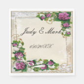 Lila Hydrangee und Spitzenpapier Napkins Serviette (Vorderseite)