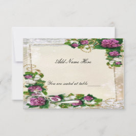 Lila Hydrangee und Spitzentafel-Platzkarte Einladung