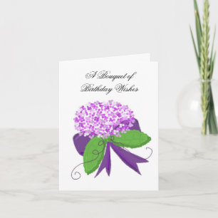 Lila Hydrangeen-Geburtstagswünsche Karte