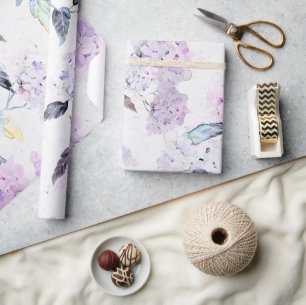 Lila Hydrangetepapier in Aquarellfarbe Geschenkpapier