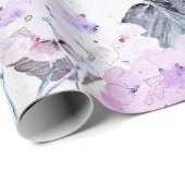 Lila Hydrangetepapier in Aquarellfarbe Geschenkpapier (Rolleneckpunkt)