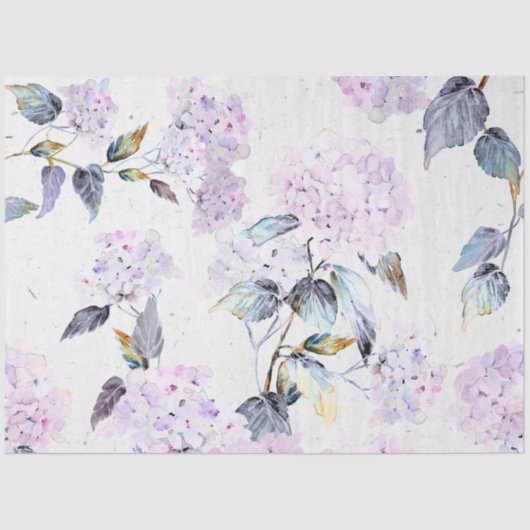 Lila Hydrangetepapier in Aquarellfarbe Seidenpapier (Vorderseite)
