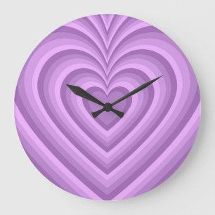 Lila Hypnotic Heart Liebe Muster Große Wanduhr