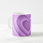 Lila Hypnotic Heart Liebe Muster Kaffeetasse (Vorderseite Links)