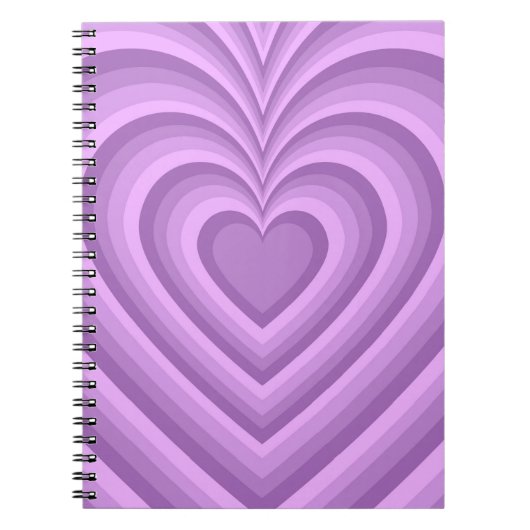 Lila Hypnotic Heart Liebe Muster Notizblock (Vorderseite)