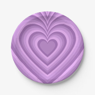 Lila Hypnotic Heart Liebe Muster Pappteller