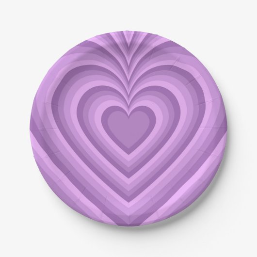 Lila Hypnotic Heart Liebe Muster Pappteller (Vorderseite)