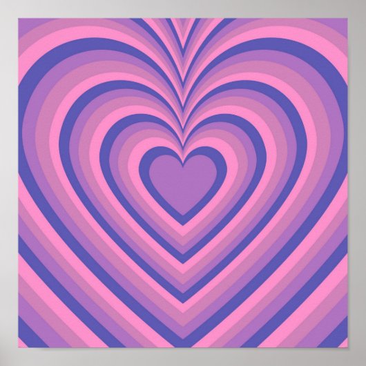 Lila Hypnotic Heart Liebe Muster Poster (Vorne)