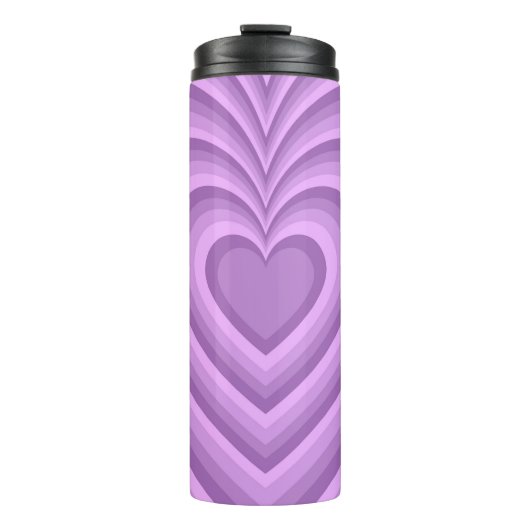 Lila Hypnotic Heart Liebe Muster Thermosbecher (Vorderseite)