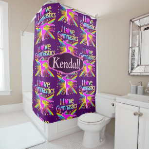 LILA I LIEBE GYMNASTICS CUSTOM SHOWER CURTAIN DUSCHVORHANG