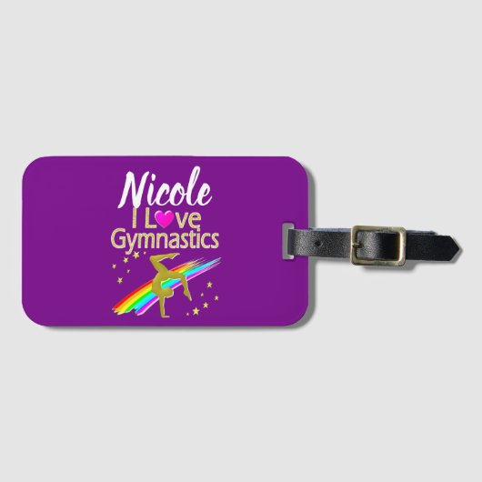 LILA I LIEBE GYMNASTICS-DESIGN GEPÄCKANHÄNGER (Vorderseite (Horizontal))