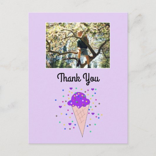Lila Ice Creme Foto Vielen Dank Postkarte (Vorderseite)