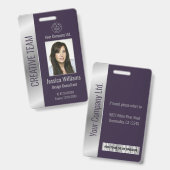 Lila ID für personalisierte Unternehmensmitarbeite Ausweis (Front & Back)