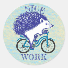 Lila Igel auf einem Fahrrad Motivierend Runder Aufkleber