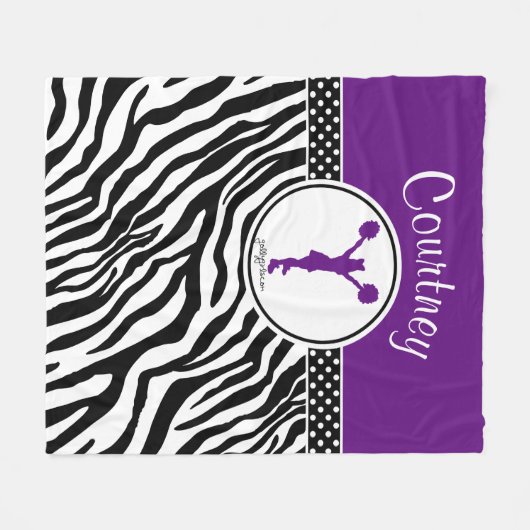 Lila Ihre Namenszebra-Druck Cheerleader/Pom Fleecedecke (Vorderseite (Horizontal))