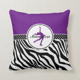 Lila Ihre Namenszebra-Druck-Zahl Skaten Kissen