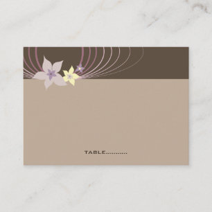 Lila Ikebana Frangipani Tropische Hochzeitsgäste Platzkarte