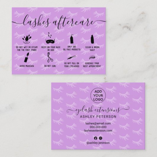 Lila Illustrationen nach der Pflege abstürzen Visitenkarte (Vorne/Hinten)