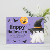 Lila Illustratives glückliches Halloween (Stehend Vorderseite)