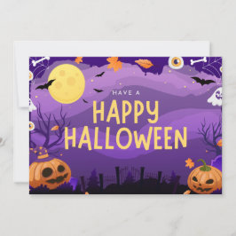Lila Illustratives glückliches Halloween Feiertagskarte