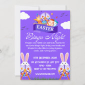 Lila Illustrierter Ostern Bingo Night Einladung (Vorderseite)