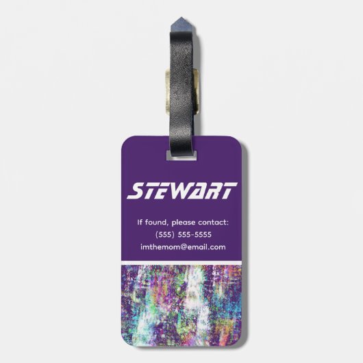 Lila, im Außenbereich Inspiriert Kid-Farbblock Gepäckanhänger (Rückseite vertikal)