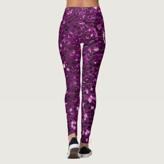 Lila Imitat-Glitzer-Glitzern Leggings (Rückseite)