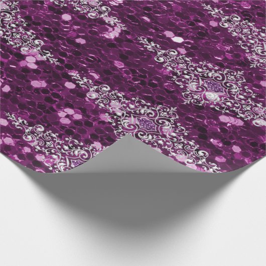Lila Imitat-Glitzer-Silber-Juwel-Entwurf Geschenkpapier (Ecke)
