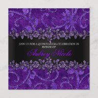 Lila Imitat-Glitzer u. Samt BlumenQuinceanera