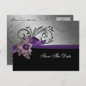 Lila IMITATE Band Vintag Brooche Hochzeit Ankündigungspostkarte (Vorne/Hinten)