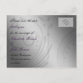 Lila IMITATE Band Vintag Brooche Hochzeit Ankündigungspostkarte (Rückseite)