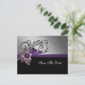 Lila IMITATE Band Vintag Brooche Hochzeit Ankündigungspostkarte (Stehend Vorderseite)
