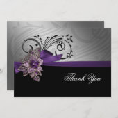 Lila IMITATE Band Vintag Brooche Hochzeit Dankeskarte (Vorne/Hinten)