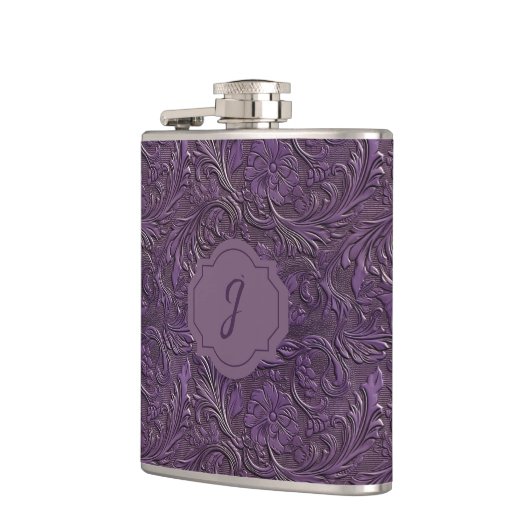 Lila Imitate geschmuggeltes Leder Vinyl Flachmann (Links)