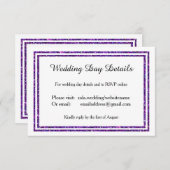 Lila Imitate Glitter Trim - Angaben zum Hochzeitst RSVP Karte (Vorne/Hinten)