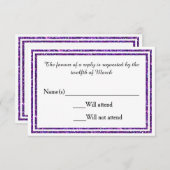 Lila Imitate Glittered Trim - RSVP Card (Vorne/Hinten)