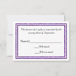 Lila Imitate Glittered Trim - RSVP Card Karte