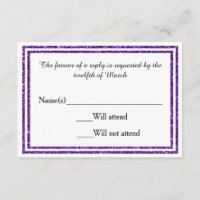 Lila Imitate Glittered Trim - RSVP Card
