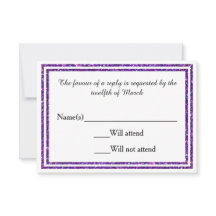 Lila Imitate Glittered Trim - RSVP Card