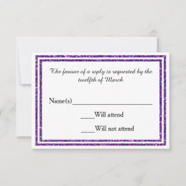 Lila Imitate Glittered Trim - RSVP Card Karte