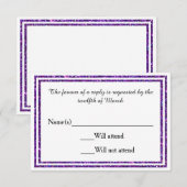 Lila Imitate Glittered Trim - RSVP Card Karte (Vorne/Hinten)