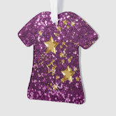 Lila Imitate Glitzer Gold Shiny Stars & Confetti Ornament (Vorderseite)