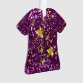 Lila Imitate Glitzer Gold Shiny Stars & Confetti Ornament (Vorderseite)